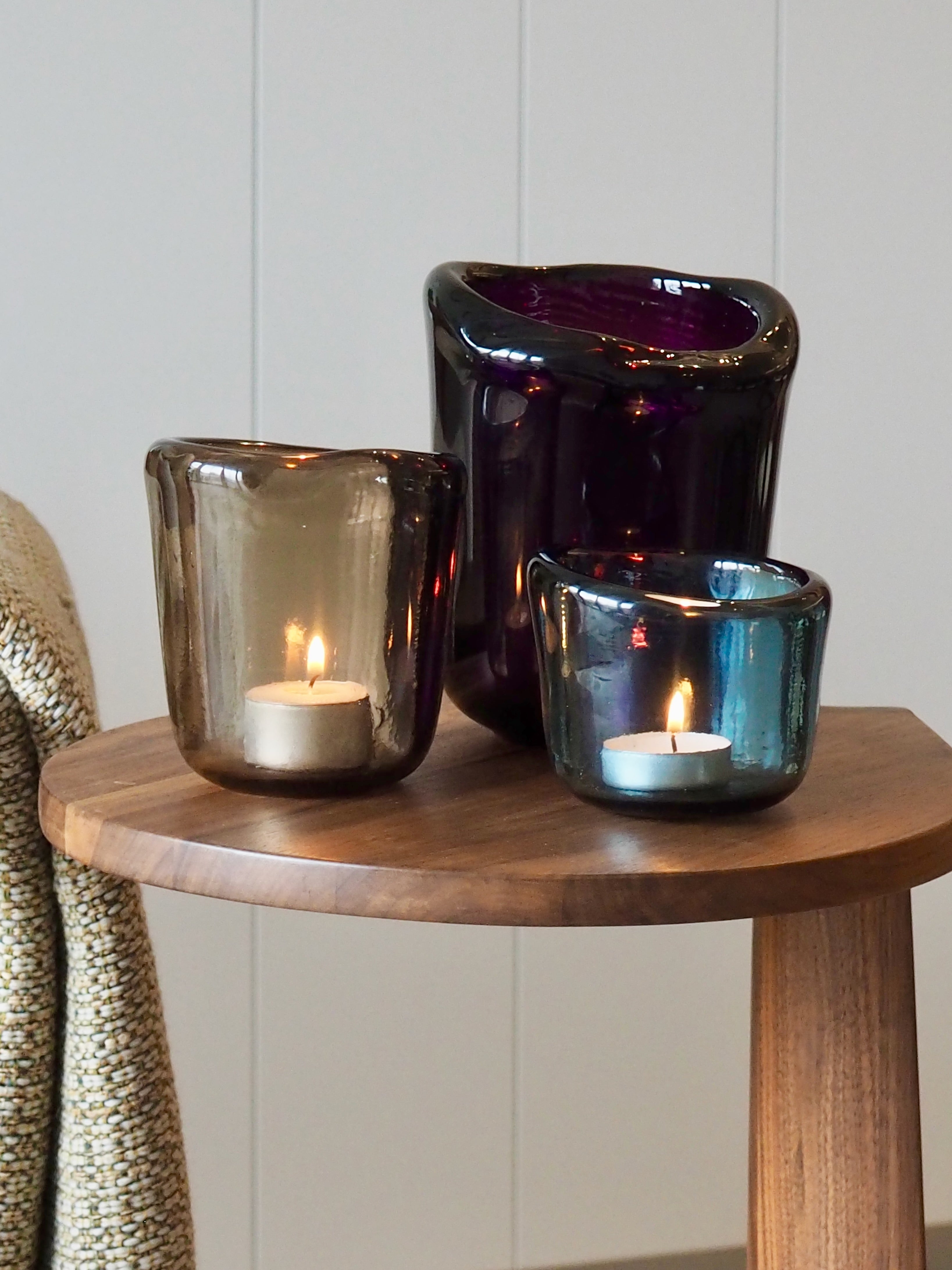 Lava glass candleholder Indigo