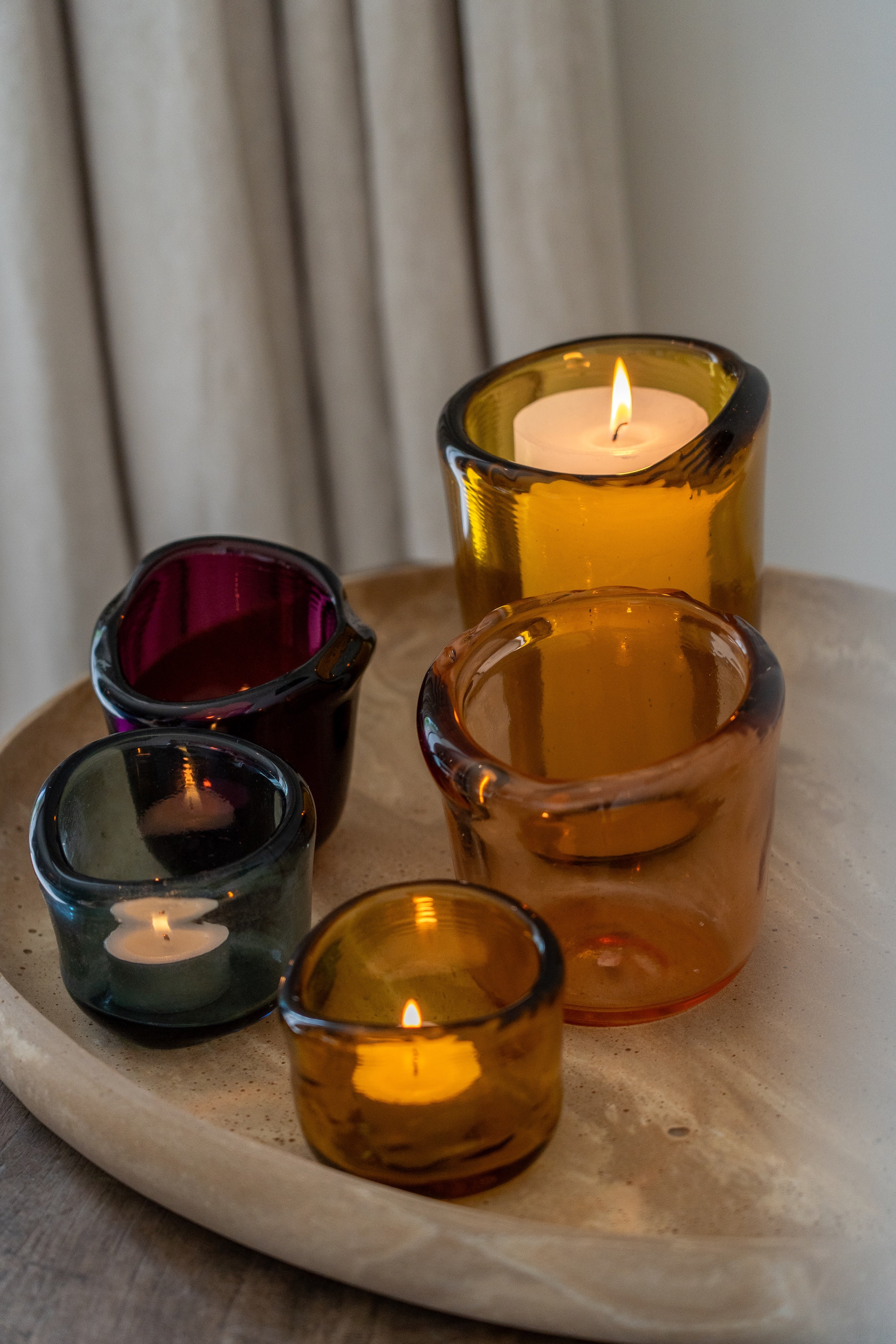 Lava glass candleholder Peach