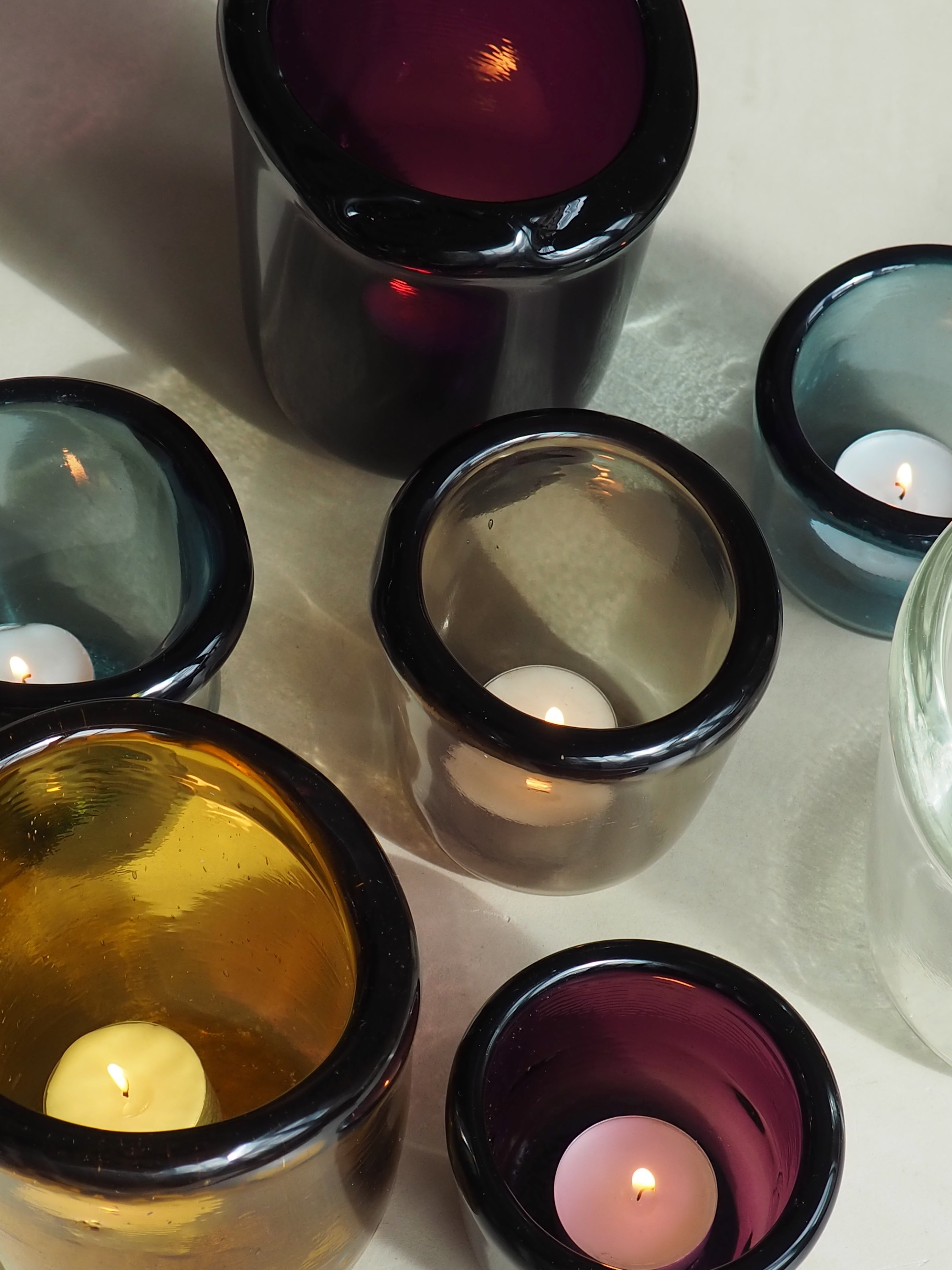 Lava glass candleholder purlpe