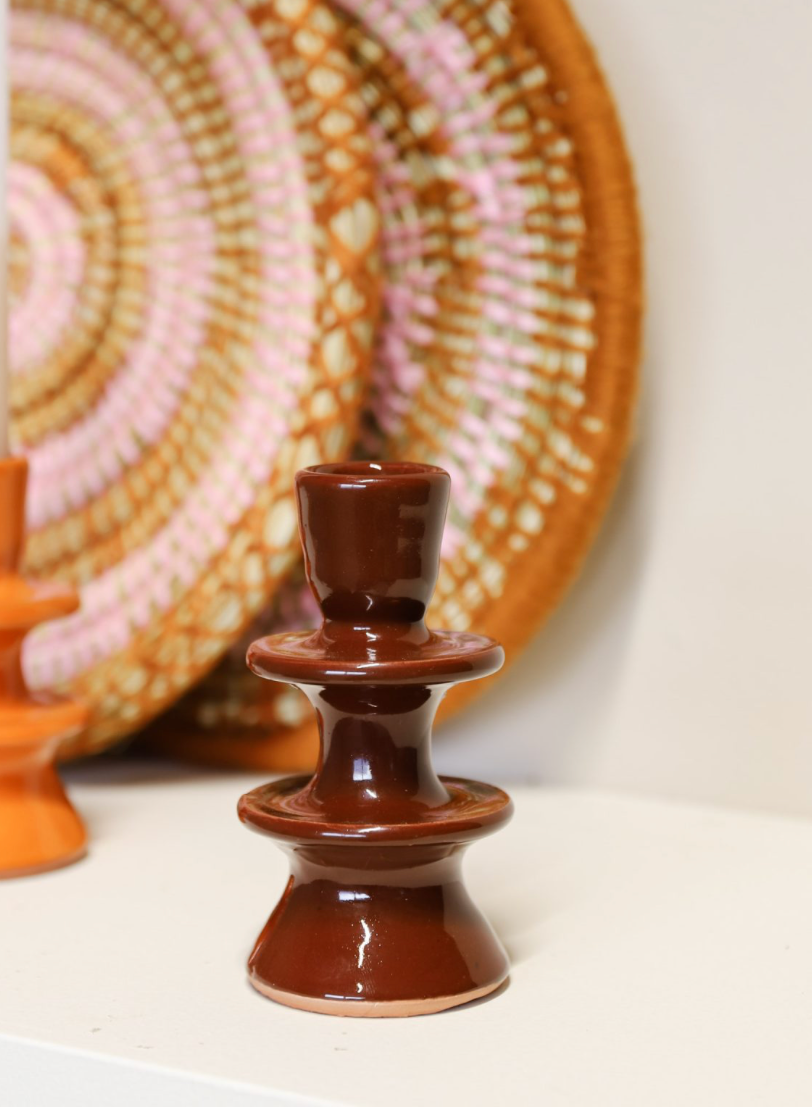 Moroccan candle holder brown