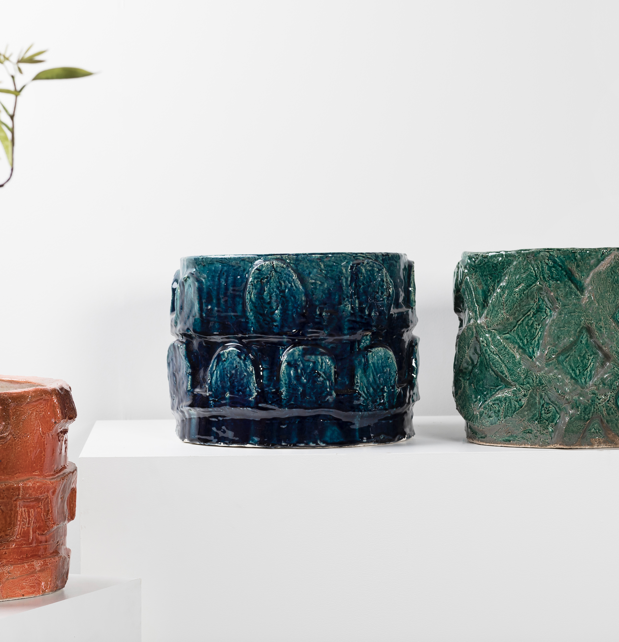 Flower pot blauw groen