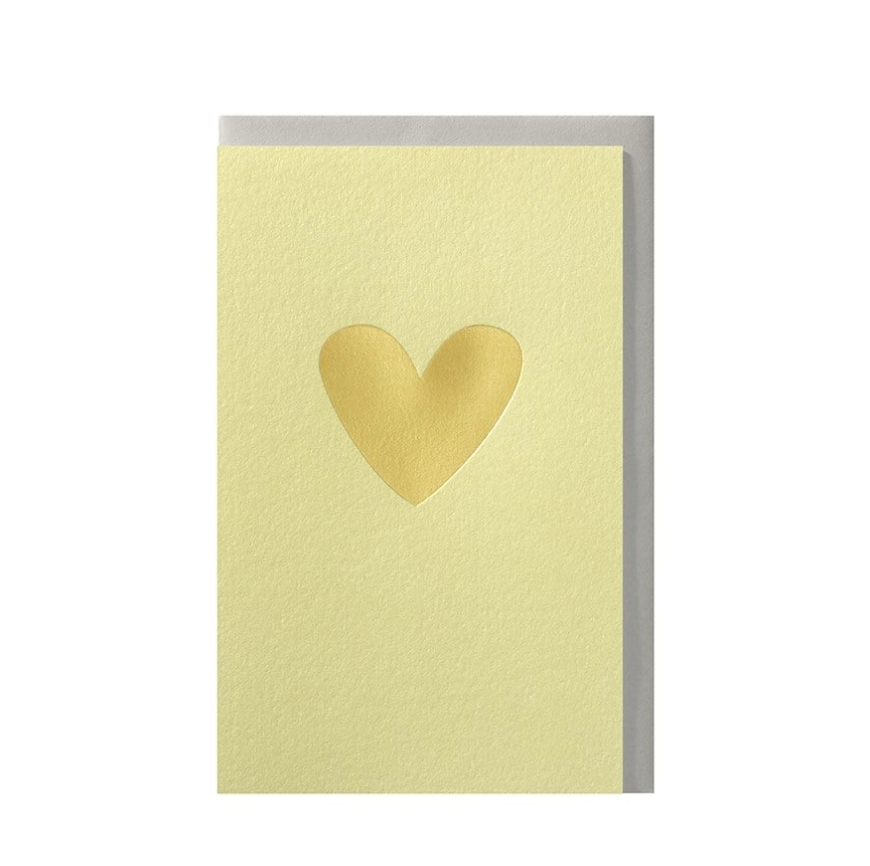 Wenskaart hart geel