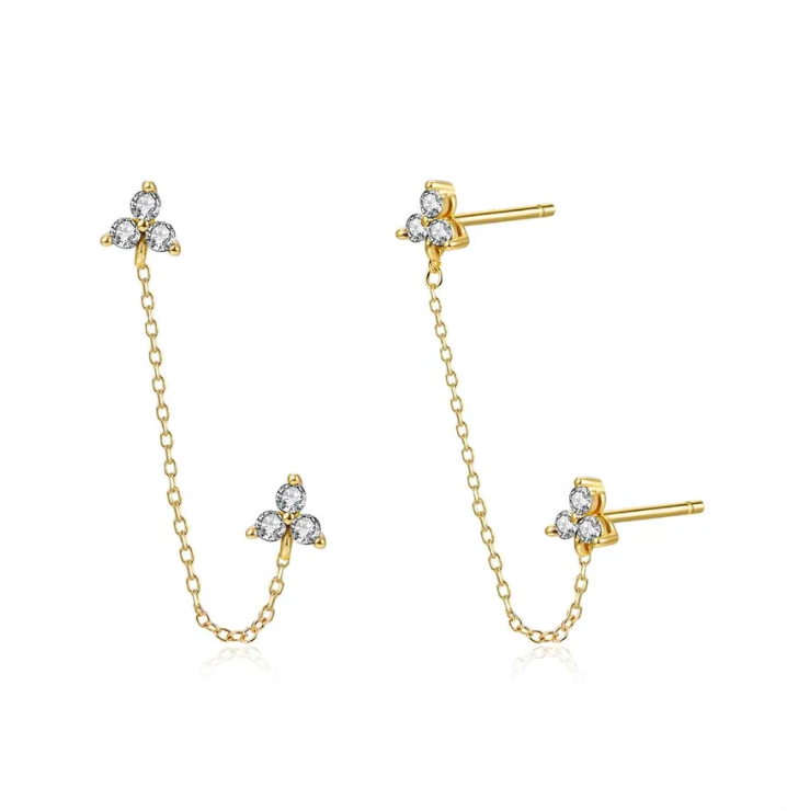 Diamond flowers earstud