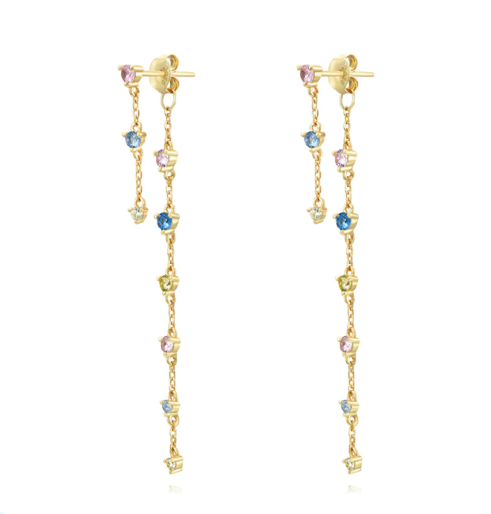 Long pastel zirconia drop earring