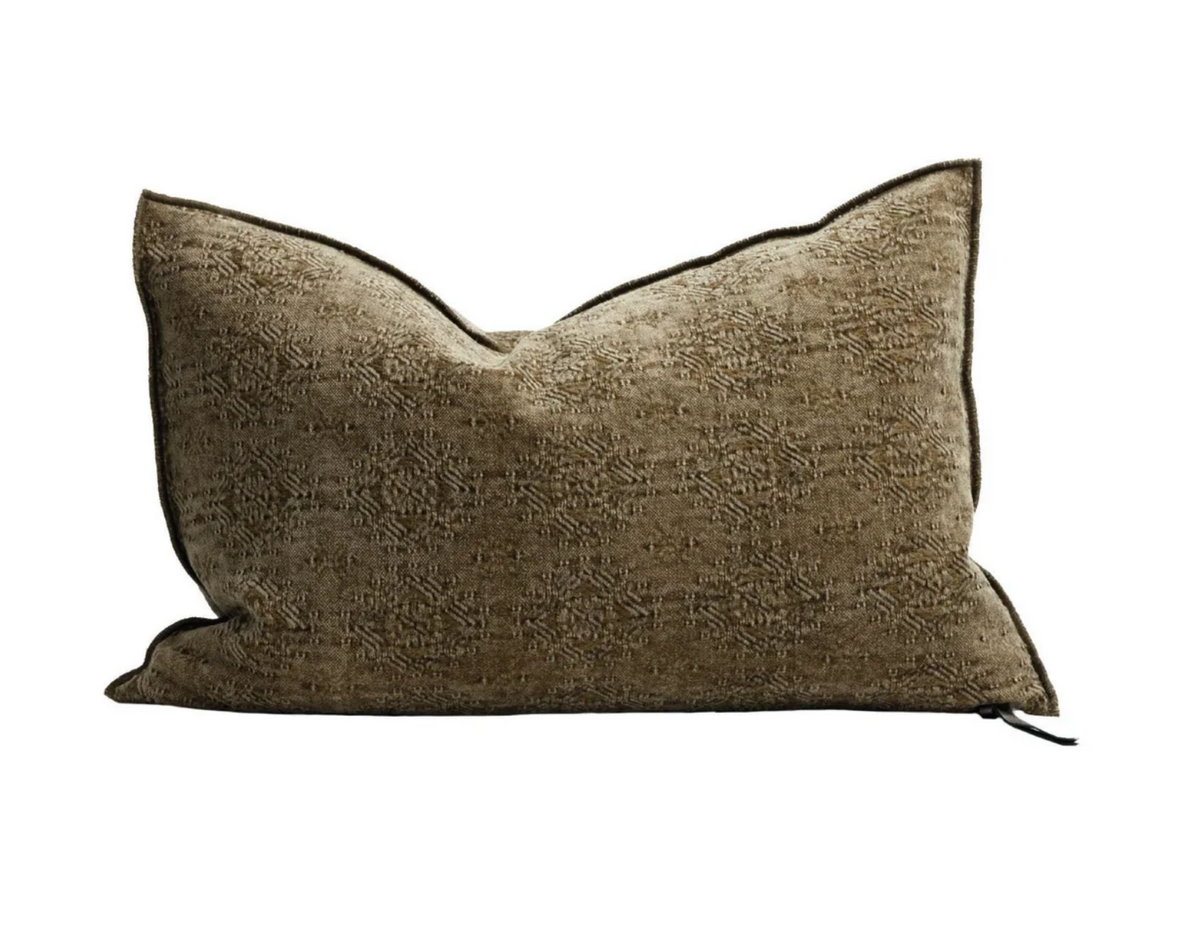 Kussen jacquard stone washed kilim - Bronze