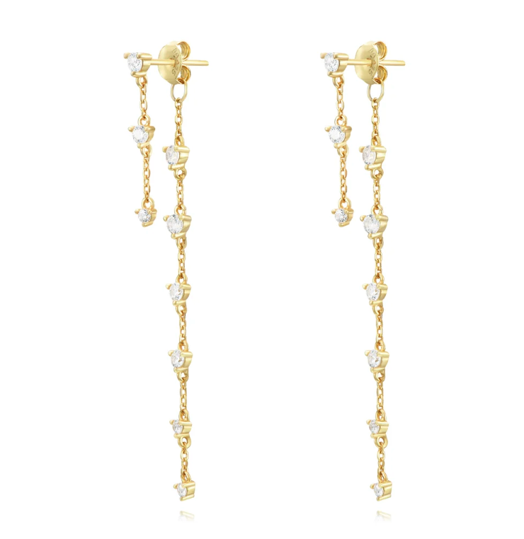 Long gold zirconia drop earring