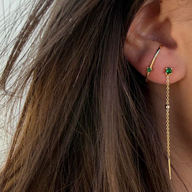 Over bow Green earstud
